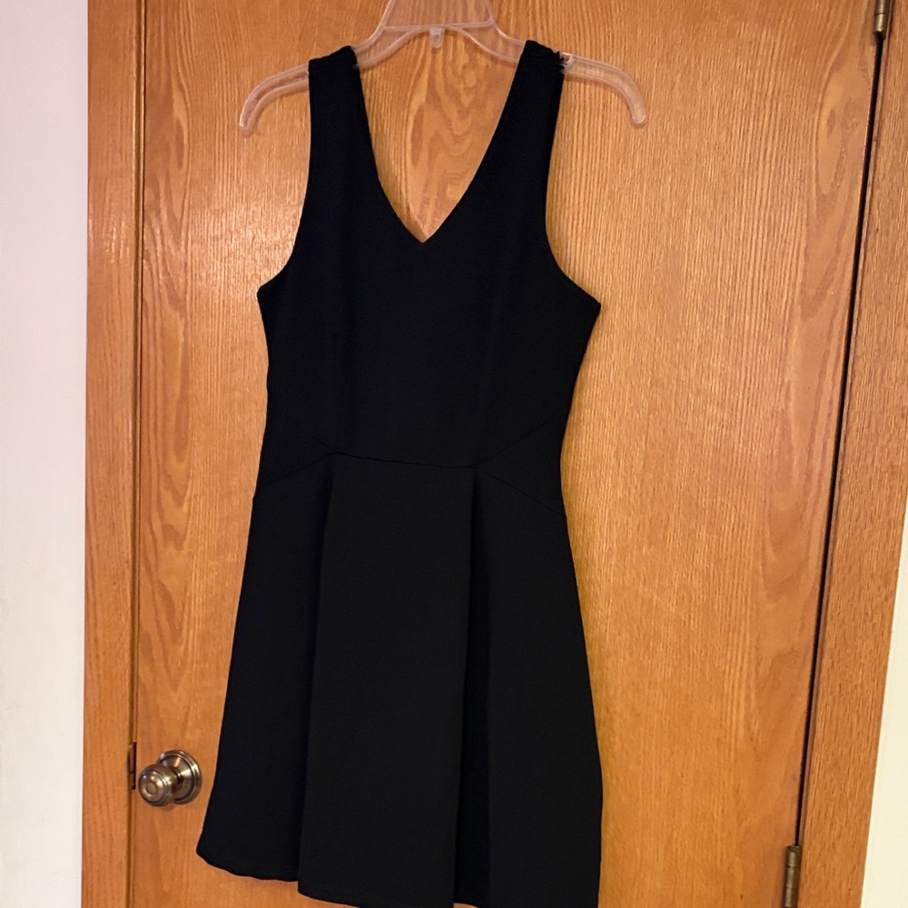 Monteau Black V-Neck Mini Dress